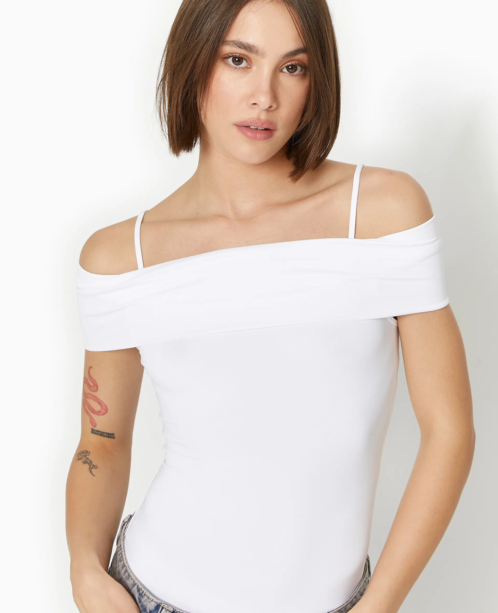Body encolure Bardot avec bretelles