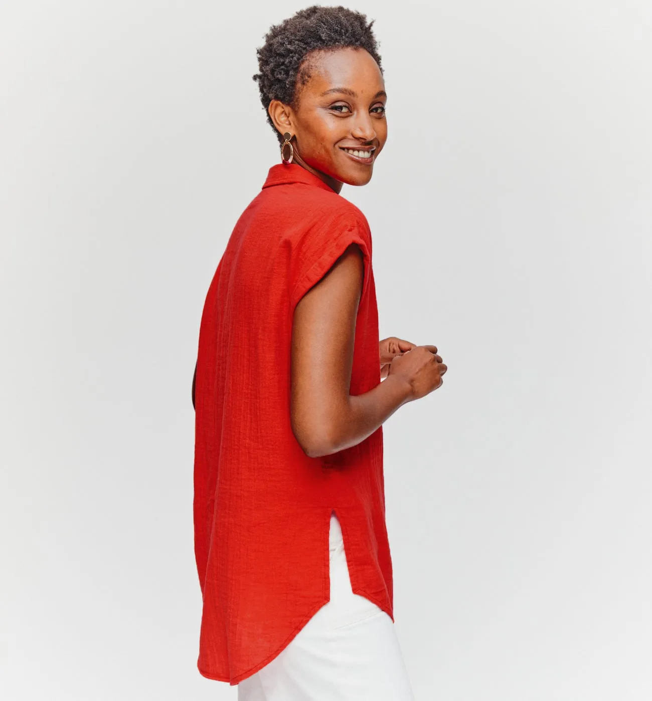 Chemise en gaze de coton - Rouge