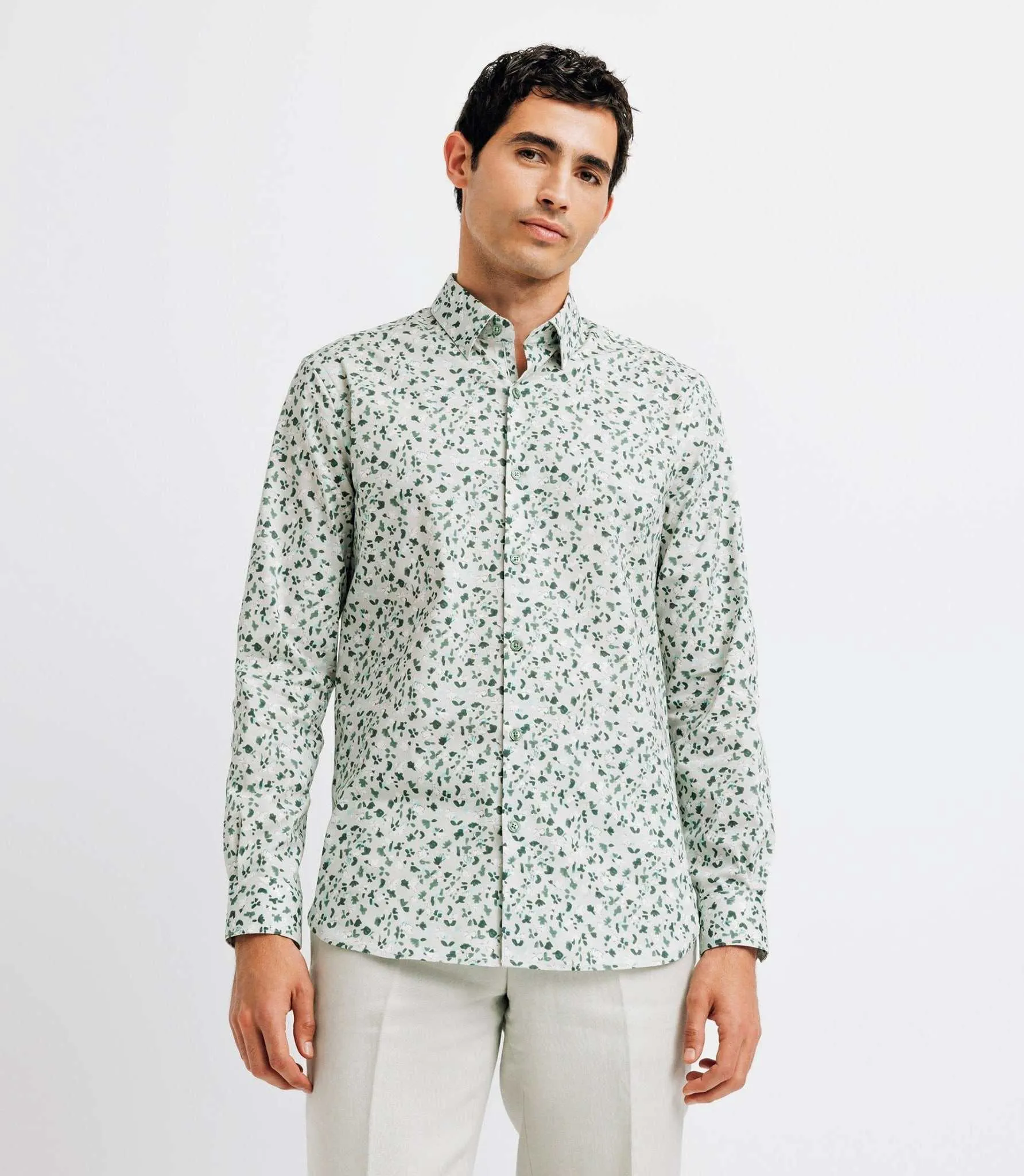 Chemise imprimée verte