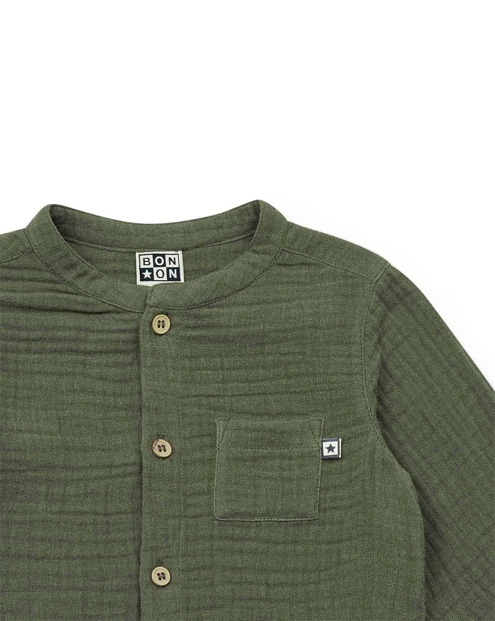 Chemise - Inter verte Bébé en gaze 100% coton biologique certifié GOTS