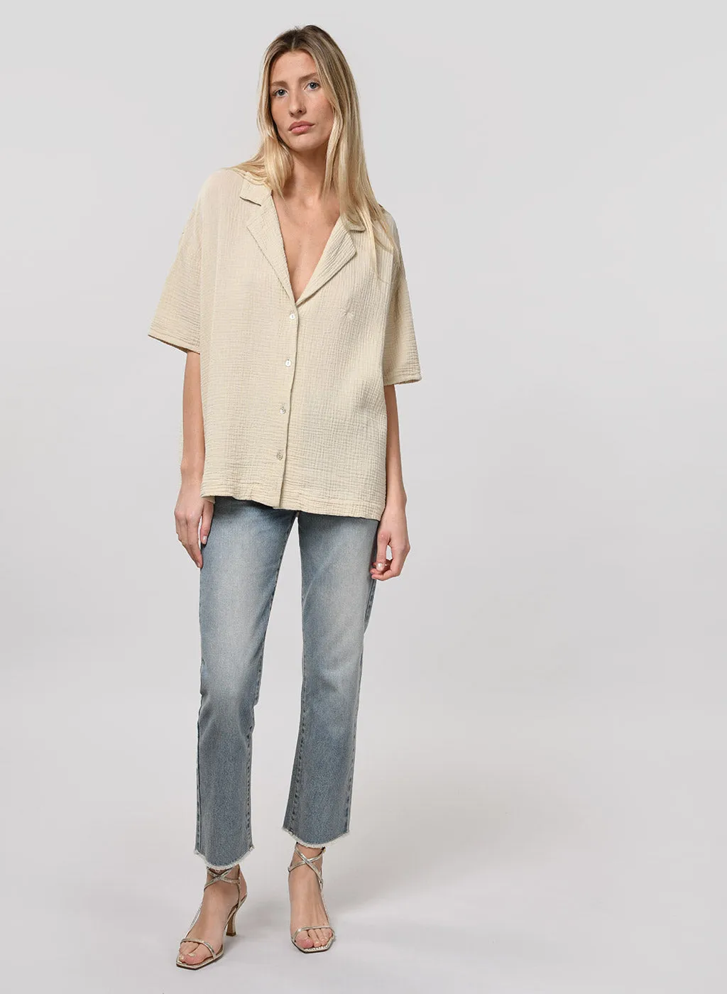 Chemise Jina beige en gaze de coton