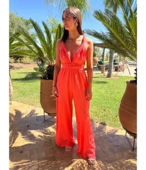 combi bretelles pailleté corail