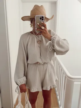 Combishort AMBRE En gaze de coton beige