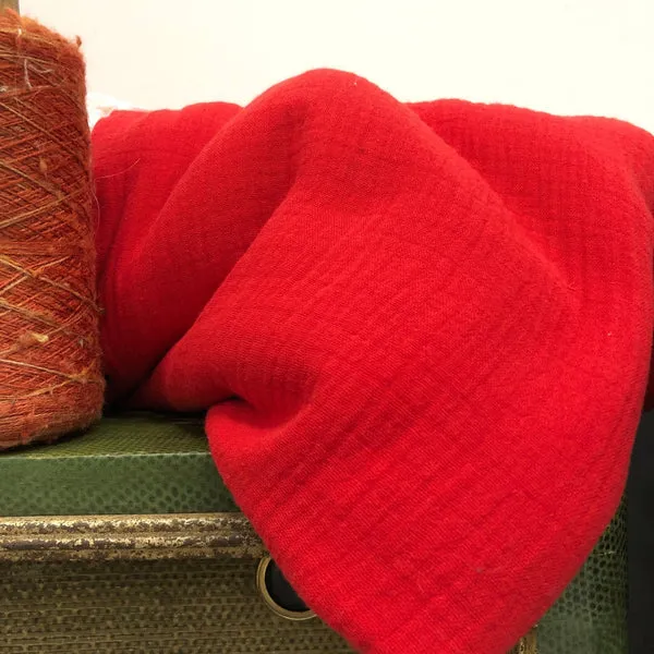 Coupon de gaze coton rouge 140x260  (E51)