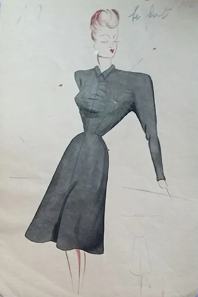 Croquis Mode 1950 série de robes 