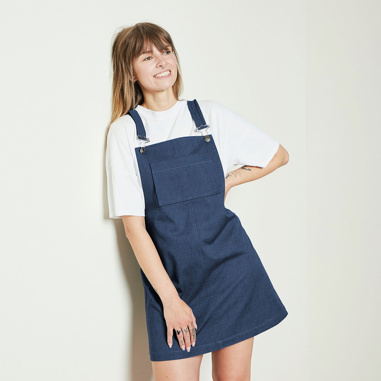 Denim de coton stretch moyen – bleu marine