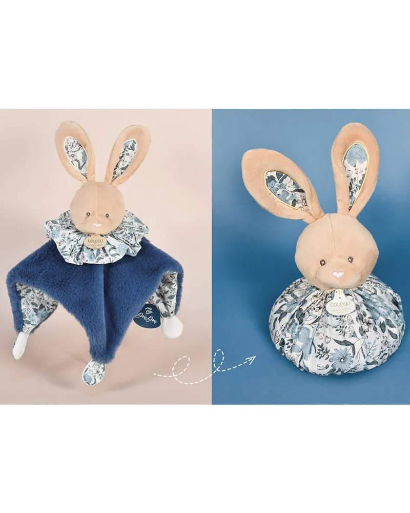 Doudou boule lapin bleu personnalisé - Les petits futés