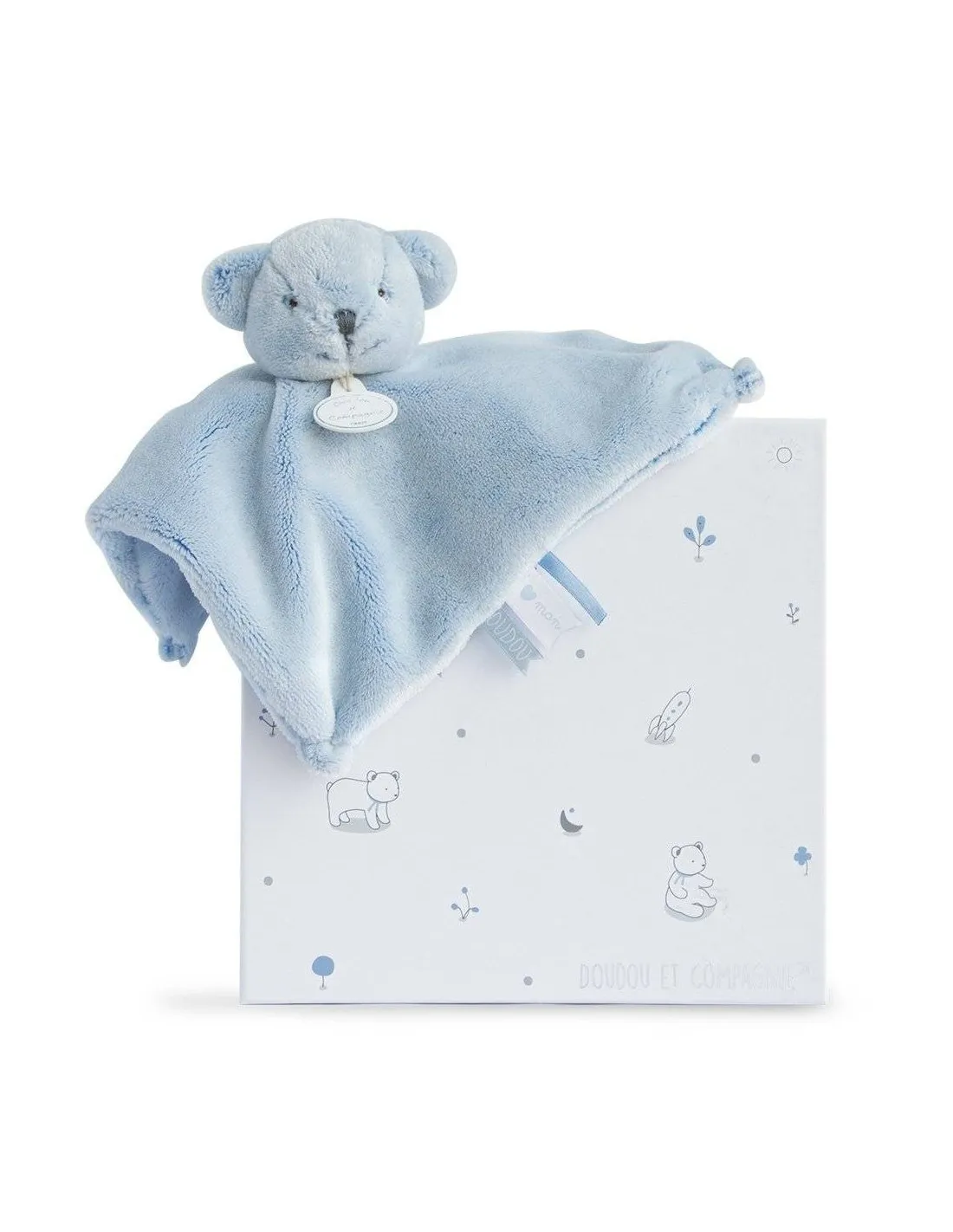 Doudou et Compagnie - J'Aime mon Doudou - Doudou Carré Ours Bleu