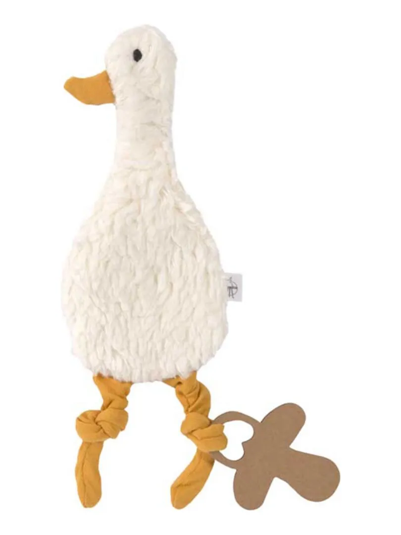 Doudou plat en coton Oie - Blanc