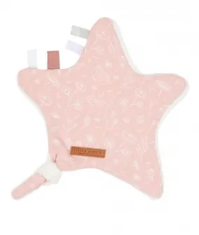 Doudou plat Etoile - Fleurs rose
