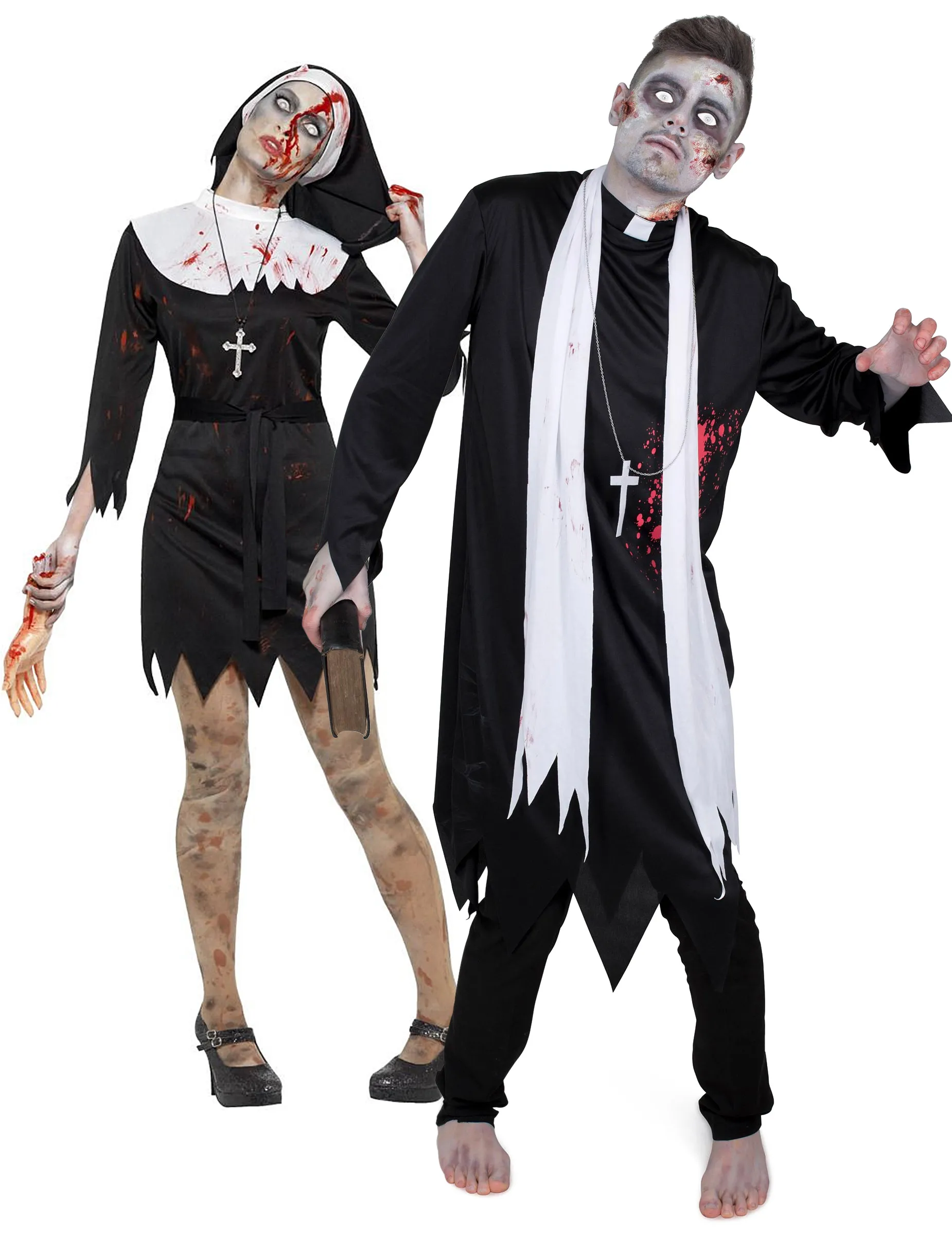 Déguisement de couple religieux zombies Halloween couple : Deguise-toi, achat de Déguisements couples
