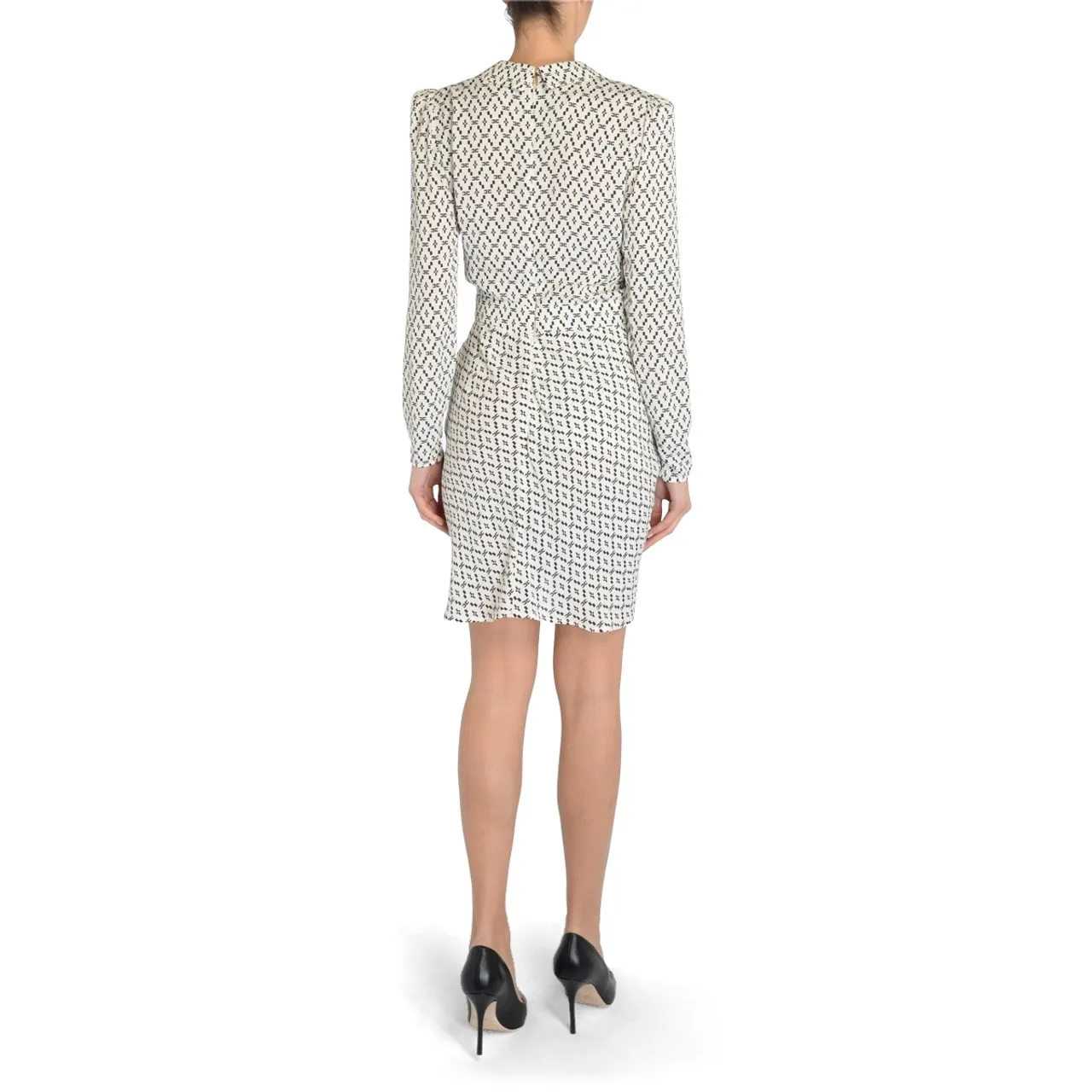 Elisabetta Franchi Robe portefeuille couleur beurre avec imprimé noir