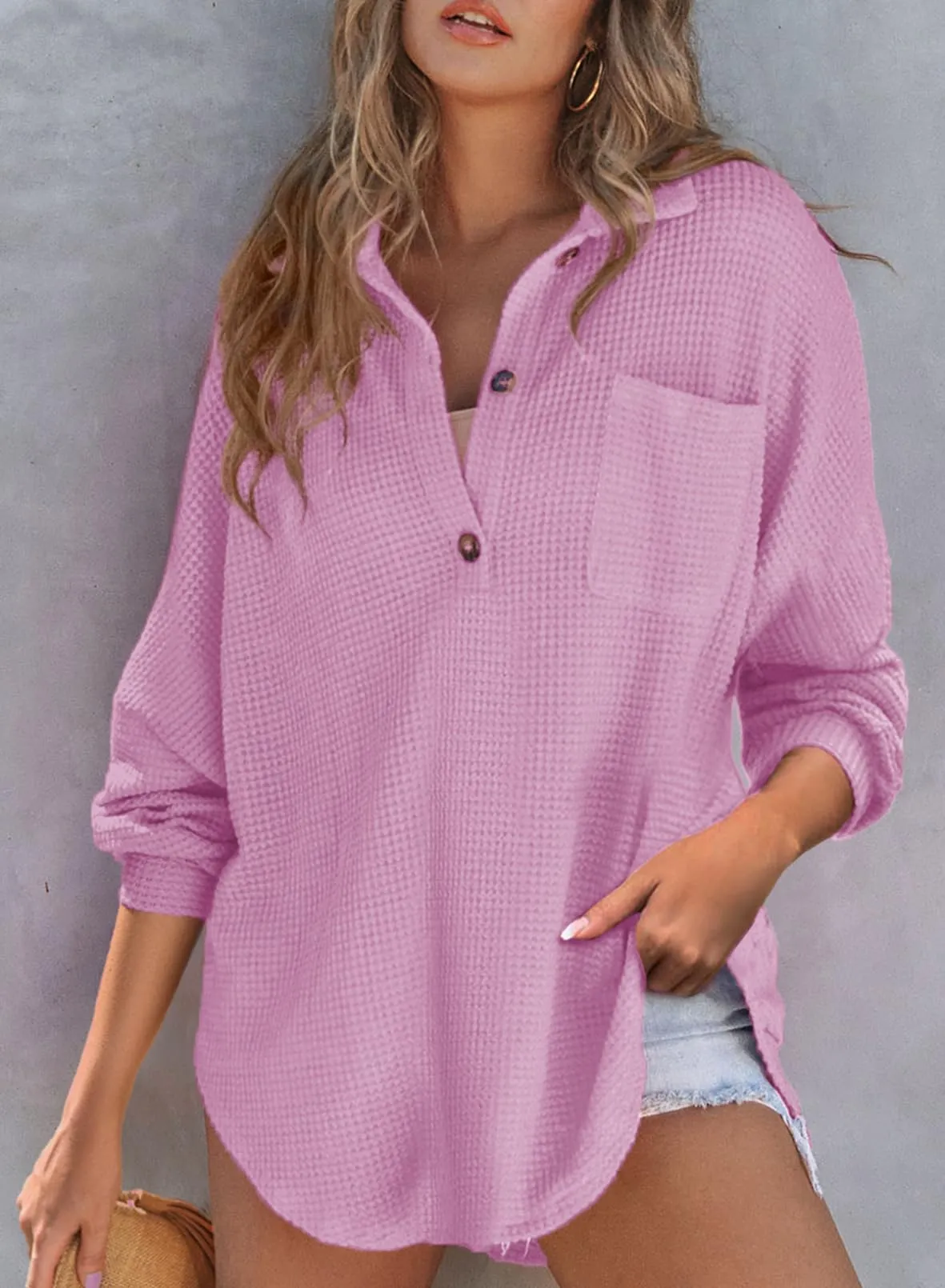 Femmes - Robe chemise décontractée à col en V - Élégante et tendance -