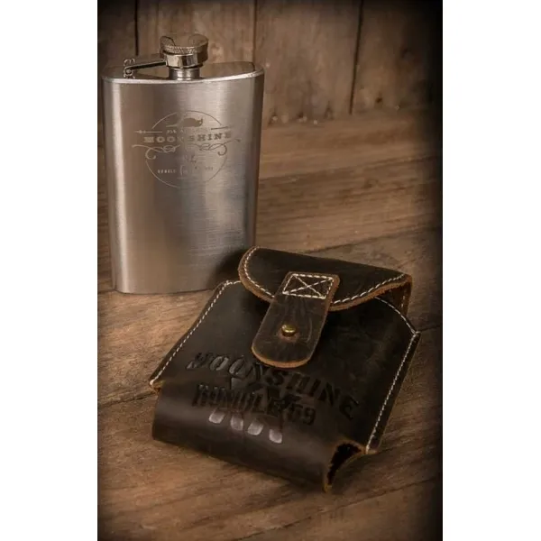 Flasque à alcool vintage avec étui en cuir Rumble59.
