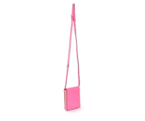 Ganni Portefeuille convertible en cuir rose carmin 