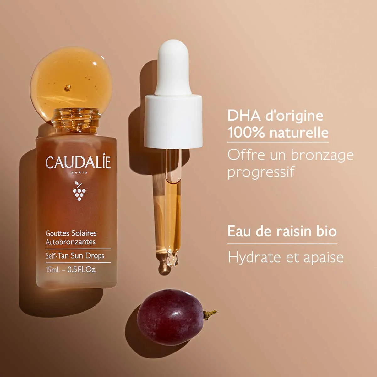 Gouttes Solaires Autobronzantes - Visage - Tous Types de Peaux, 15ml | Caudalie  - Parapharmacie Boticinal