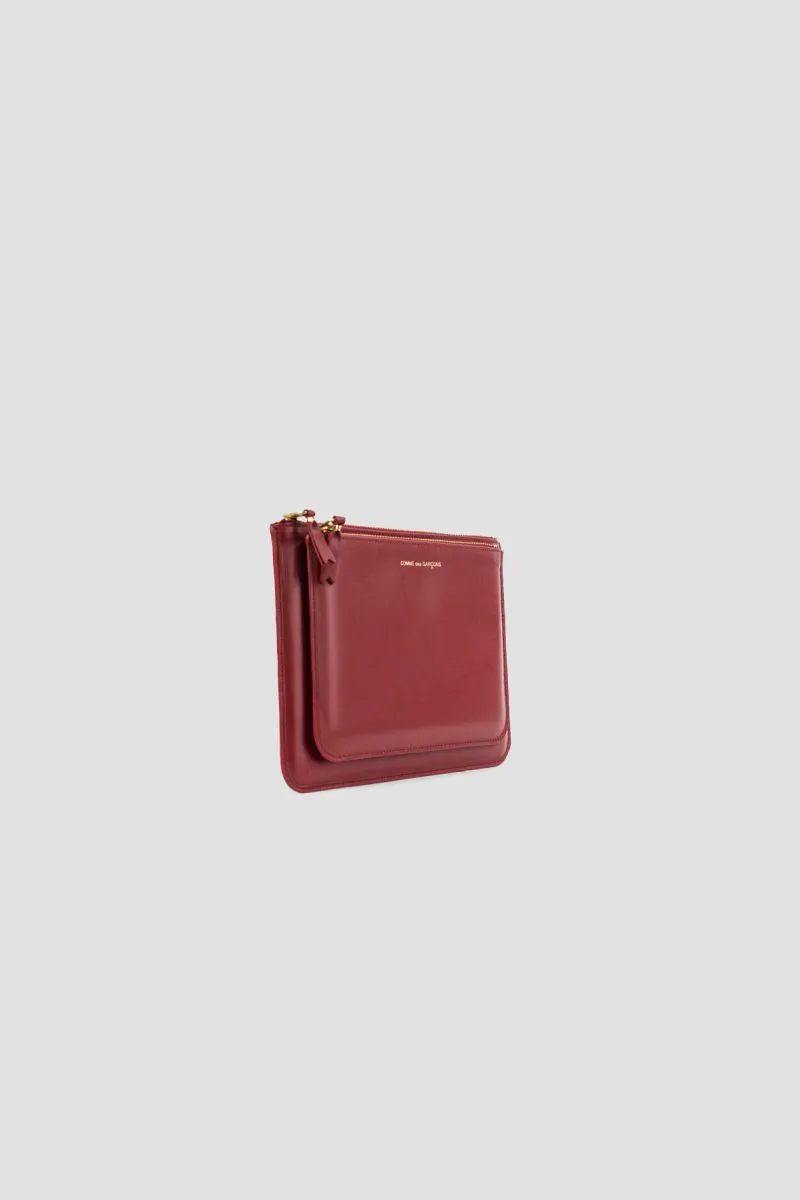 Grand portefeuille rouge avec poche extérieure