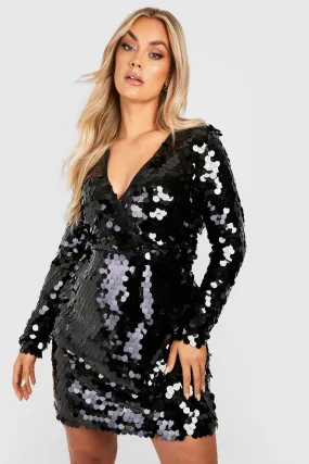 Grande taille - Robe portefeuille pailletée