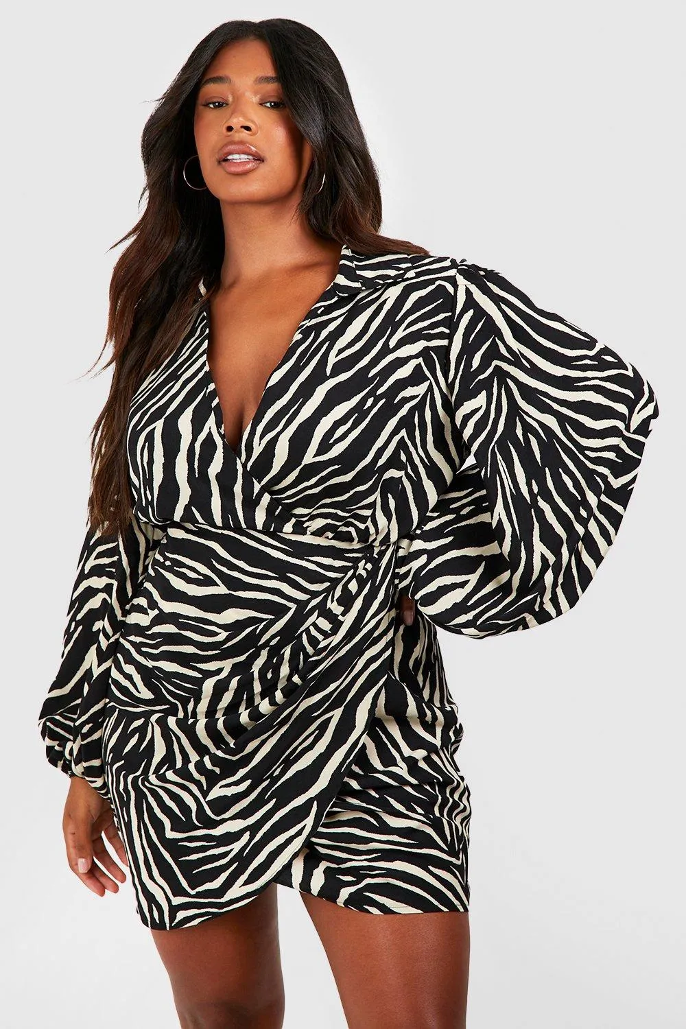 Grande taille - Robe portefeuille zébrée