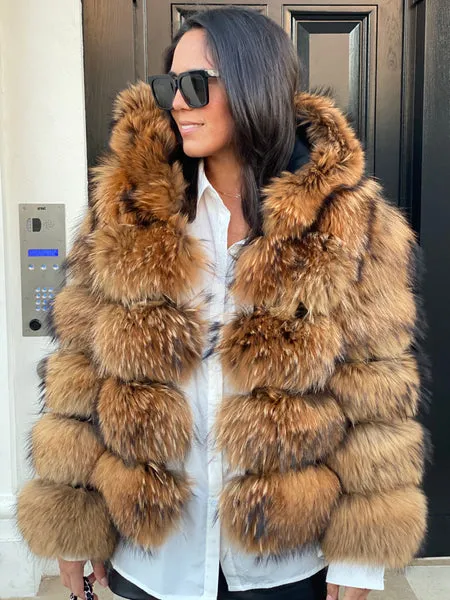 Hooded Raccoon coat