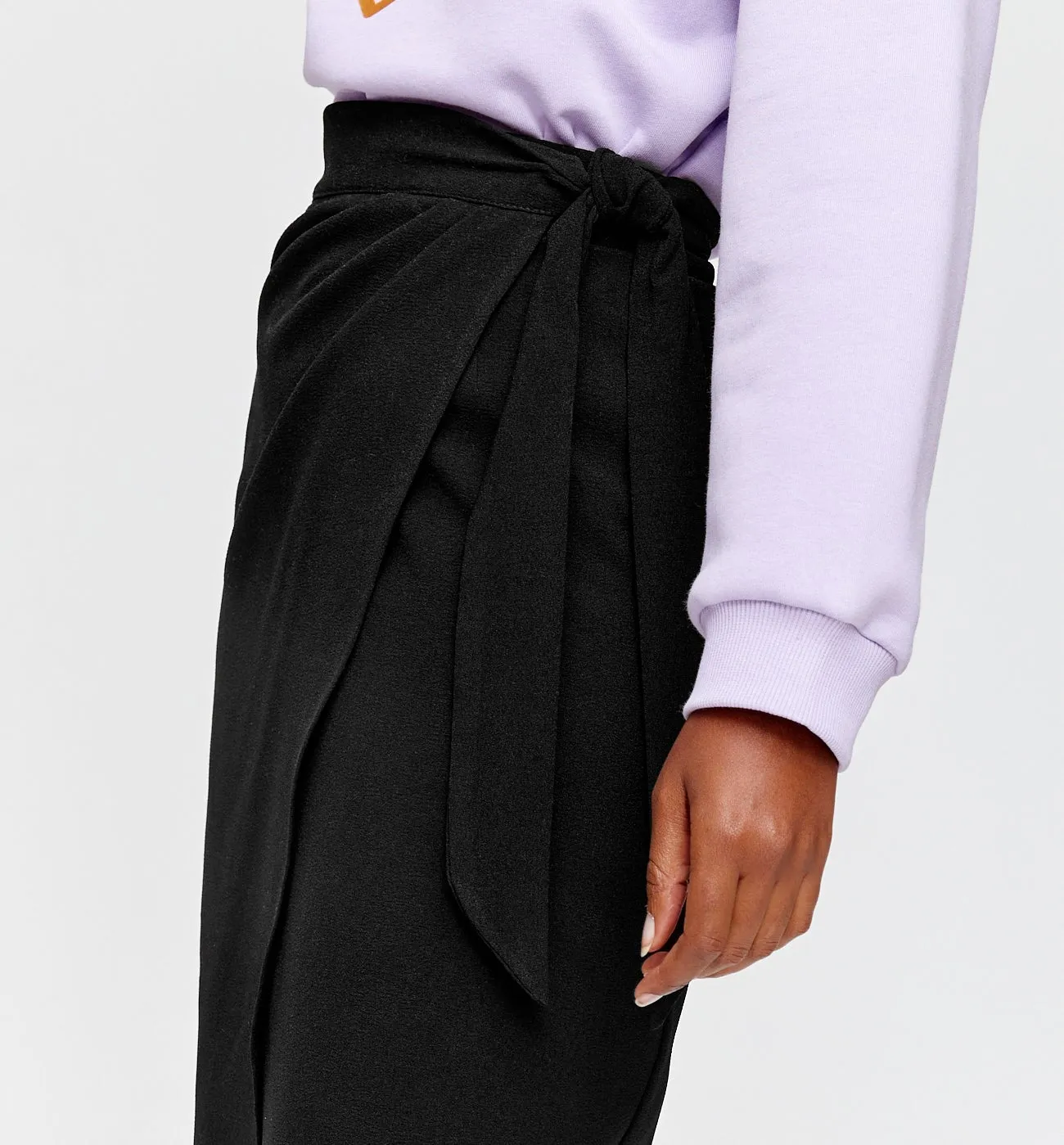 Jupe portefeuille unie Femme - Noir