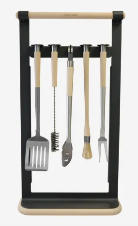 Kit ustensiles barbecue + support aimanté ANDREE JARDIN