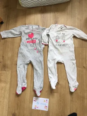 Lot de 2 pyjamas taille 18 mois - Gémo - Prématuré  | Beebs