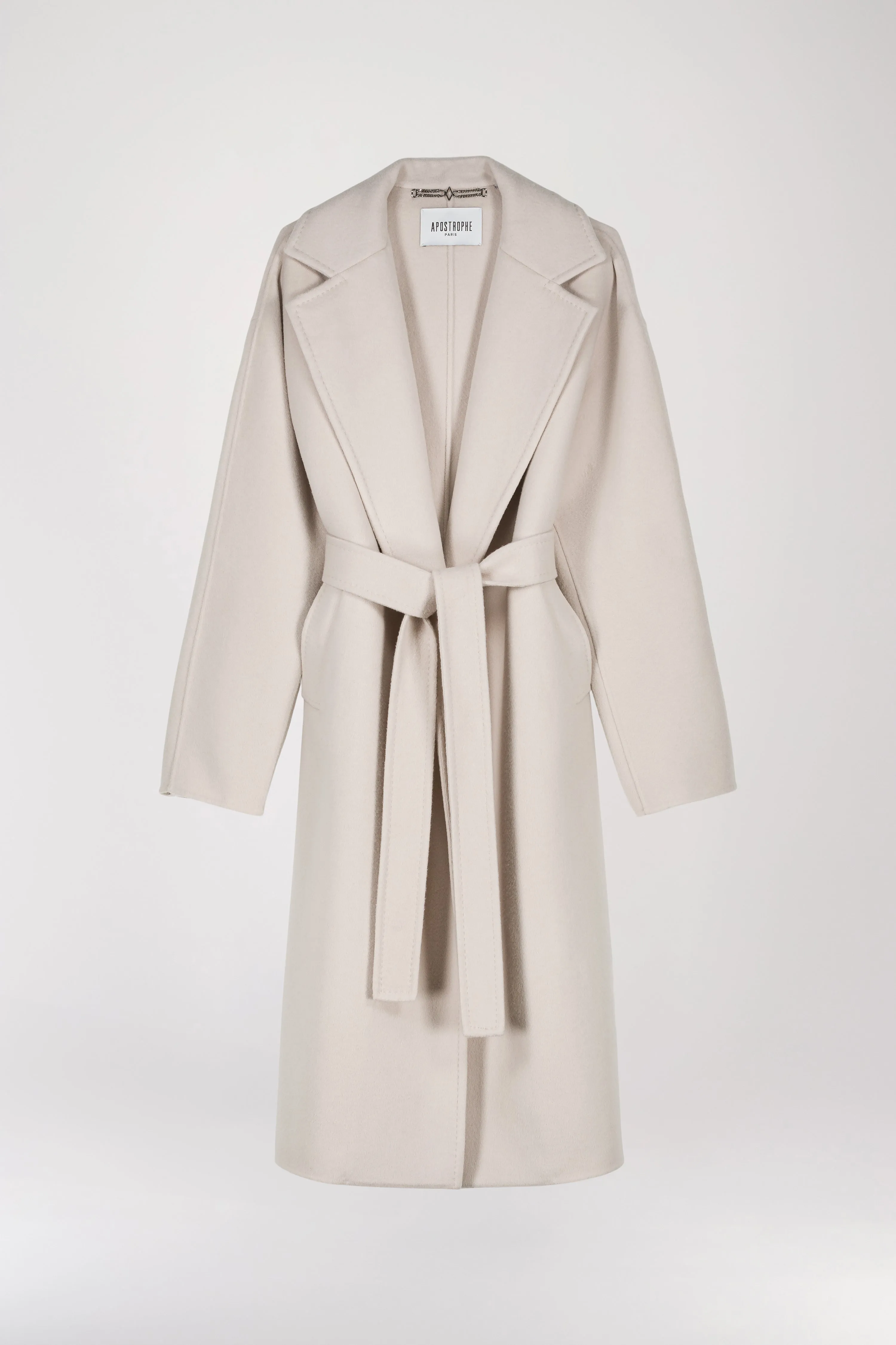 Manteau long laine cachemire beige
