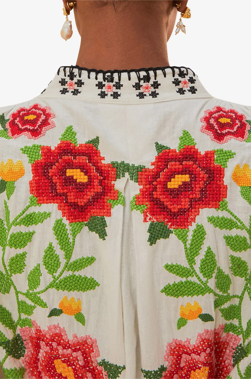 Mini robe chemise en lin mélangée Carmina Floral