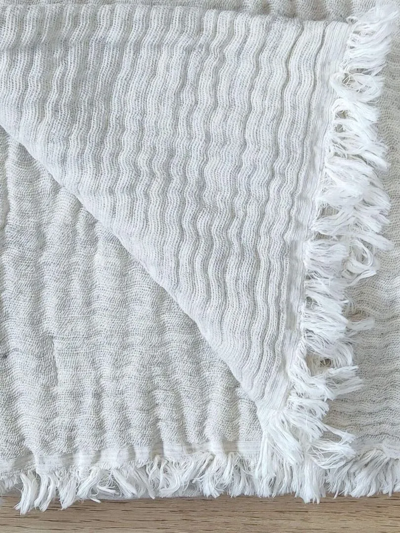Plaid en gaze hivernale - Beige