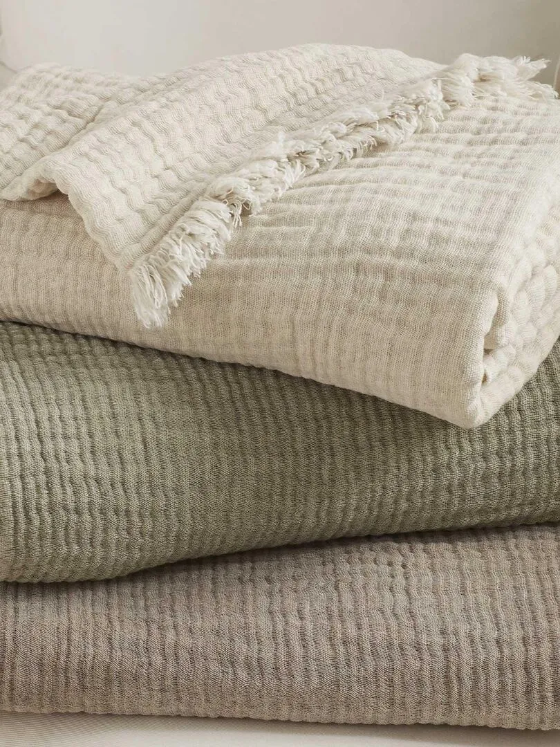 Plaid en gaze hivernale - Beige