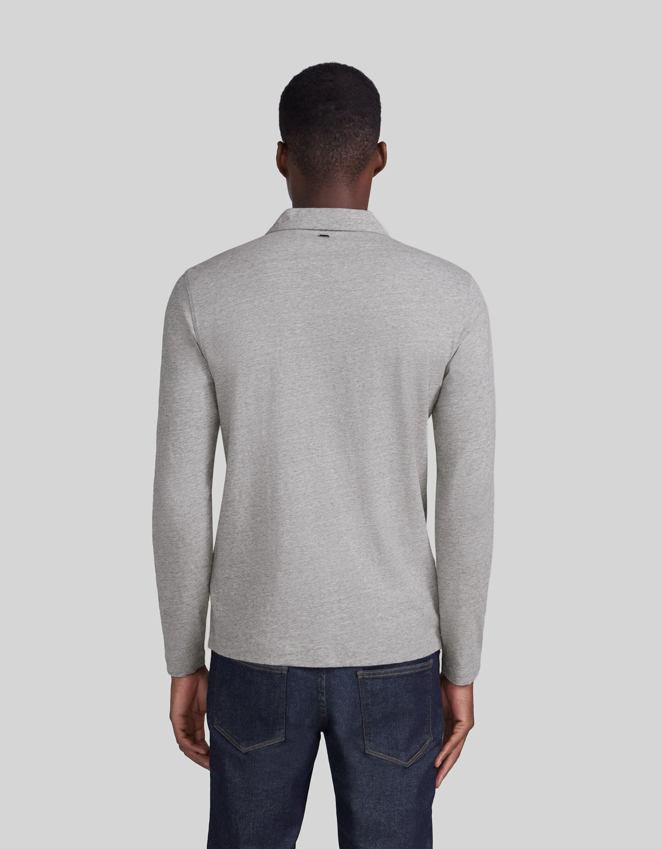 Polo gris moyen upcyclé col trompe-l'oeil Homme