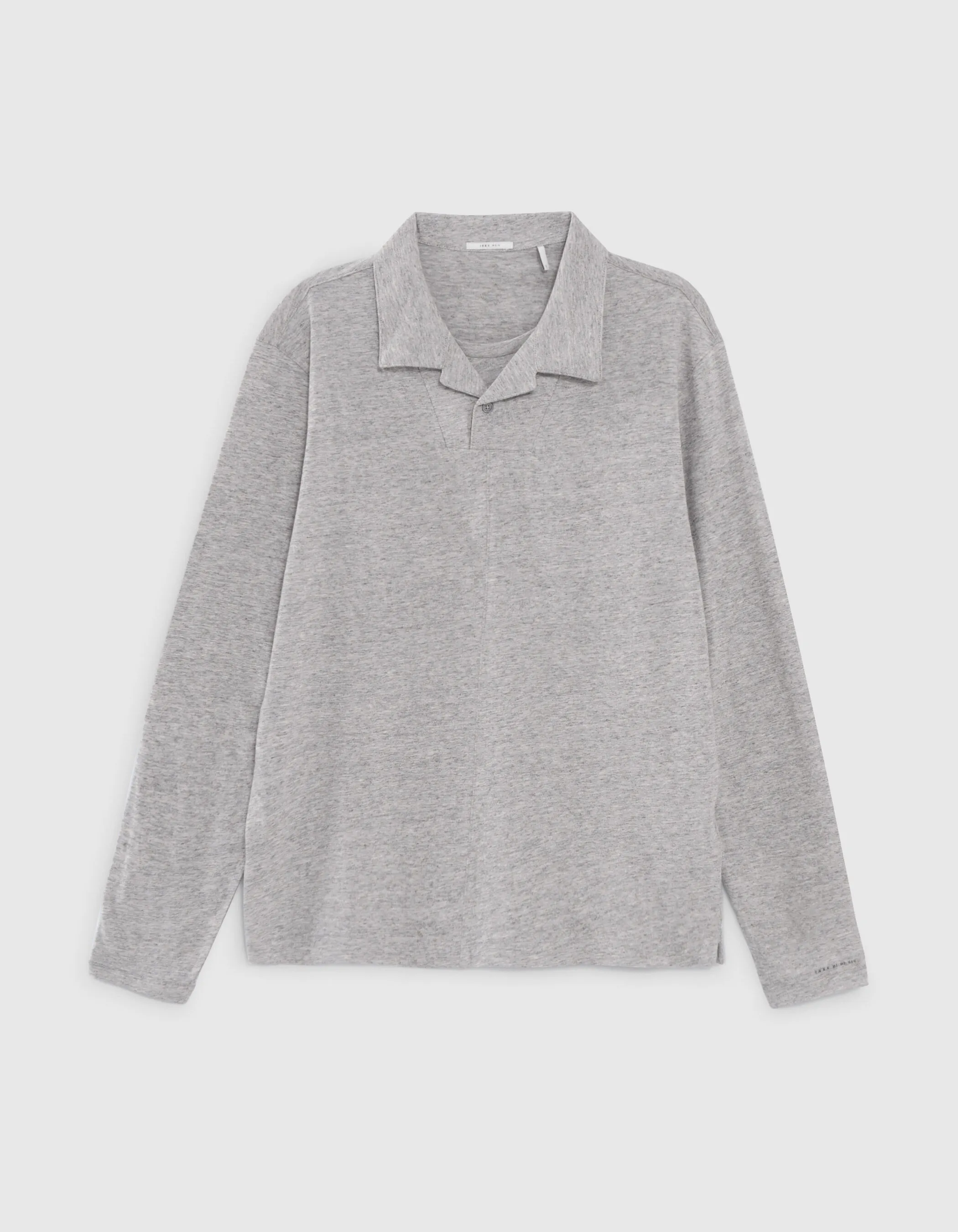 Polo gris moyen upcyclé col trompe-l'oeil Homme
