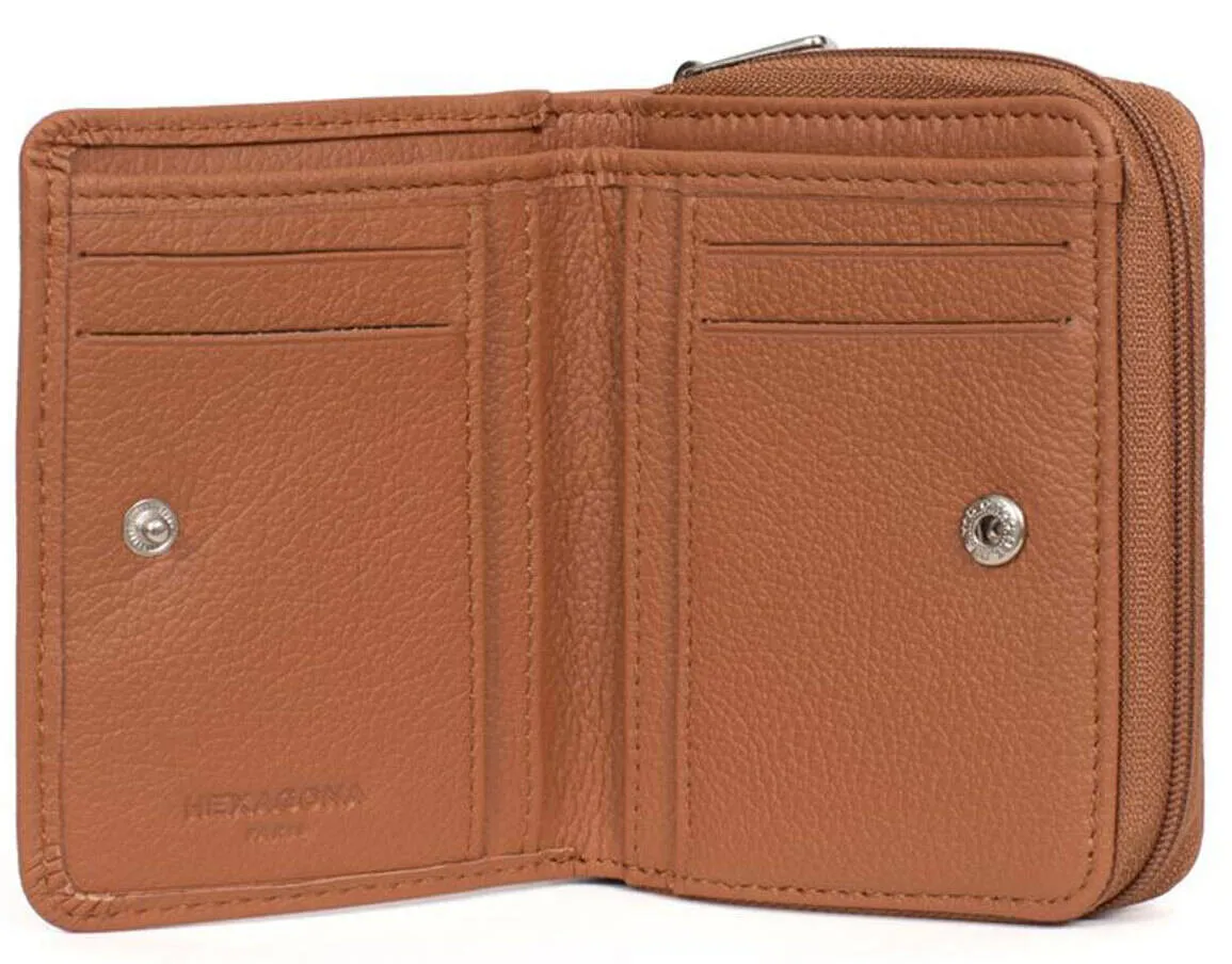 Portefeuille 1 volet cuir vachette tan
