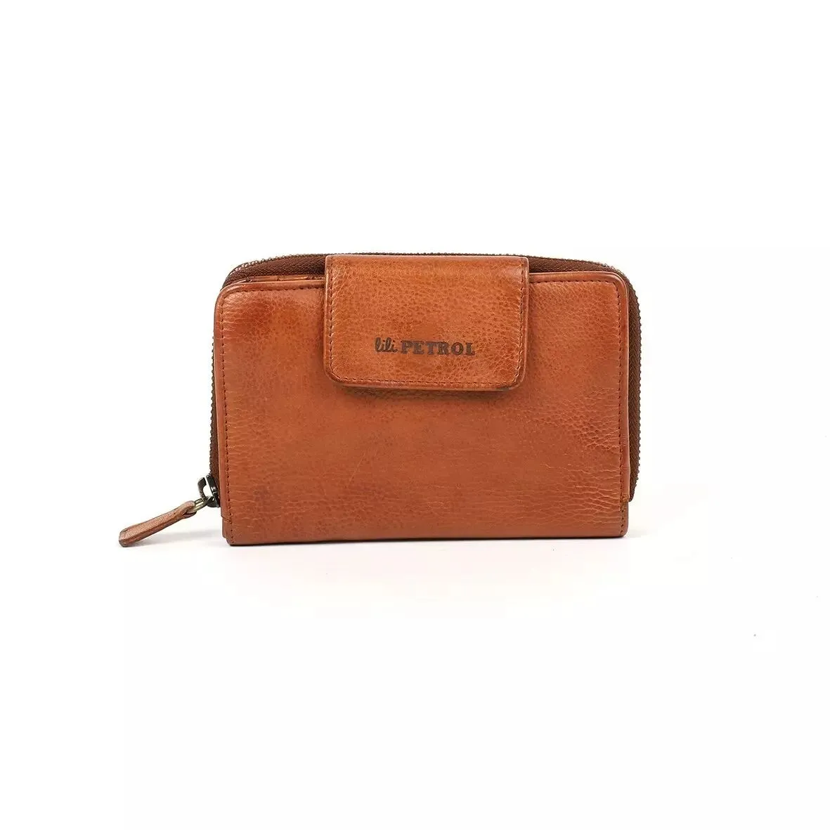 Portefeuille cuir chic marron Lili Pétrol