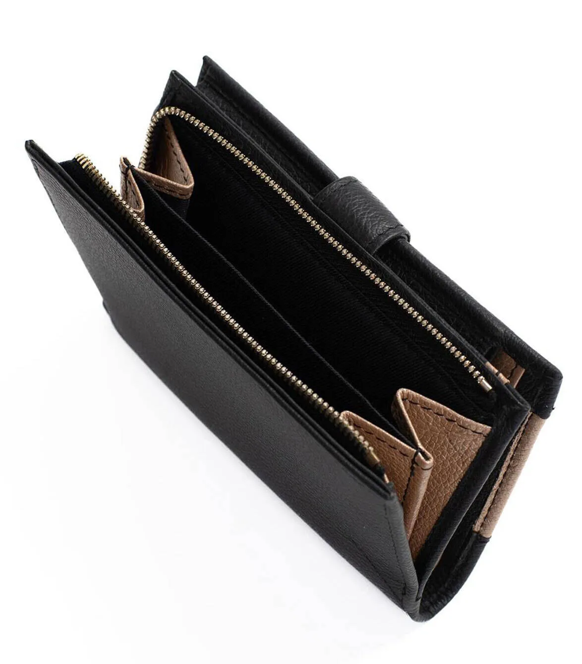 Portefeuille cuir femme noir Hexagona