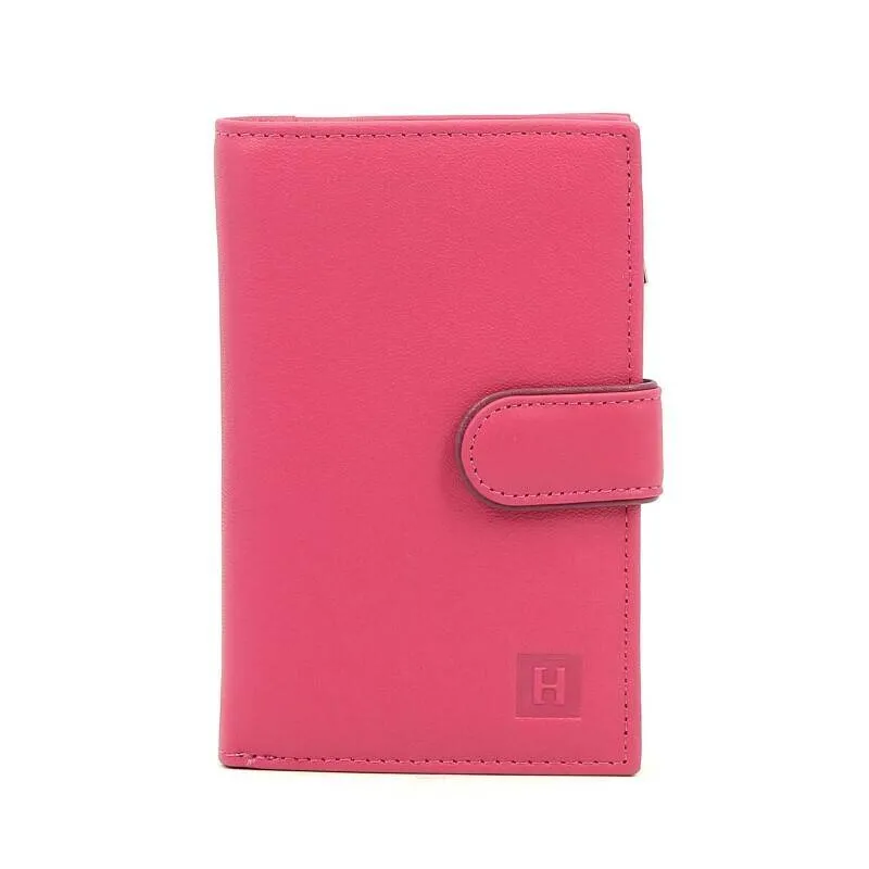 Portefeuille cuir vachette fushia multicouleur