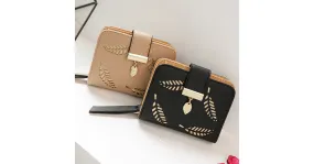 Portefeuille en cuir découpé pour femme