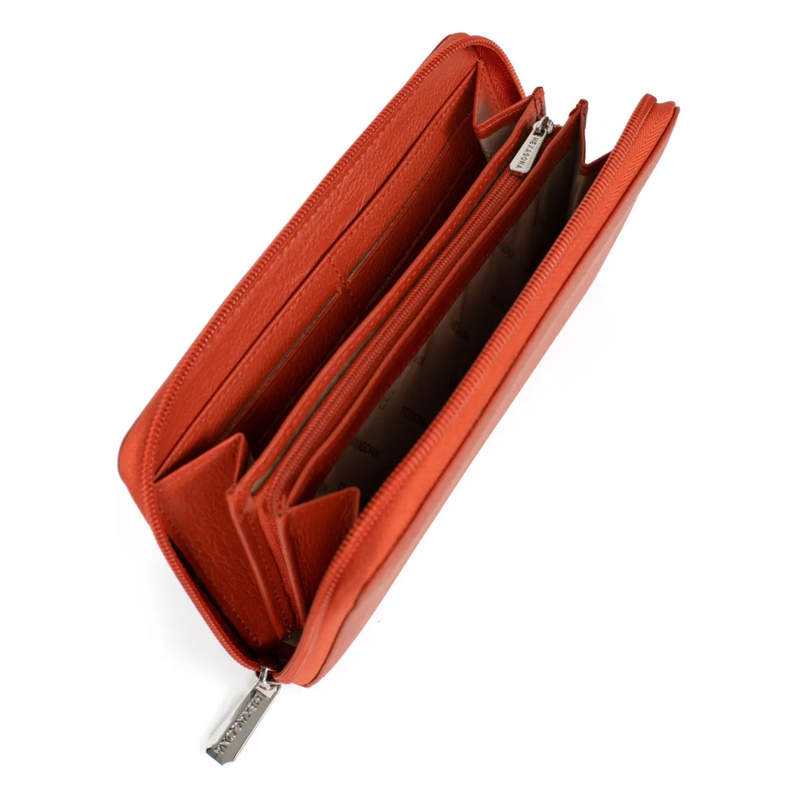 Portefeuille long Cuir CONFORT Orange Fleur | 3 Suisses