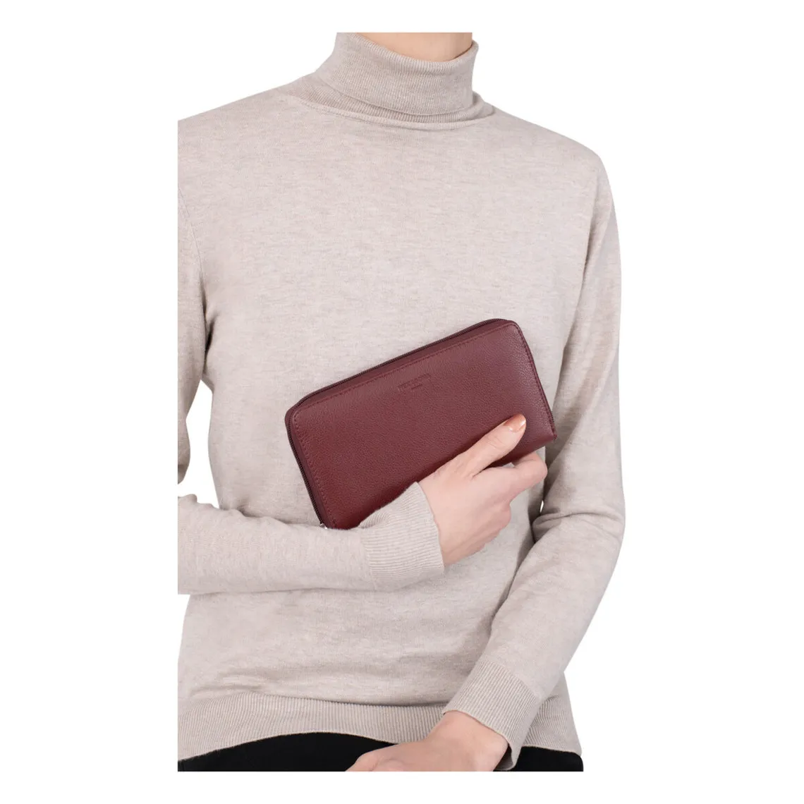 Portefeuille long Cuir CONFORT Taupe Hazel | 3 Suisses