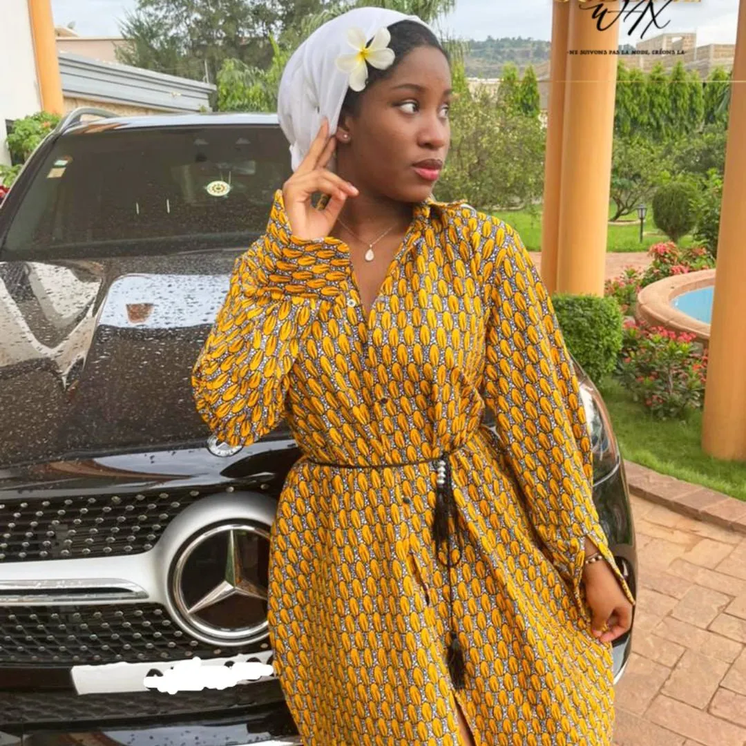 Robe Chemise Africaine en Wax Mouna - SublimeWax