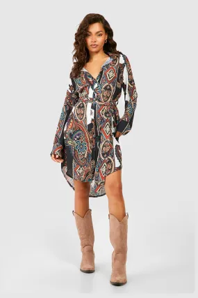 Robe chemise à imprimé cachemire