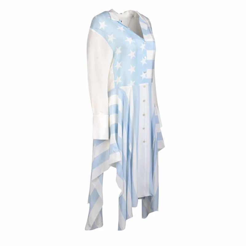 Robe chemise asymétrique midi imprimée en soie Femme TOMMY HILFIGER à