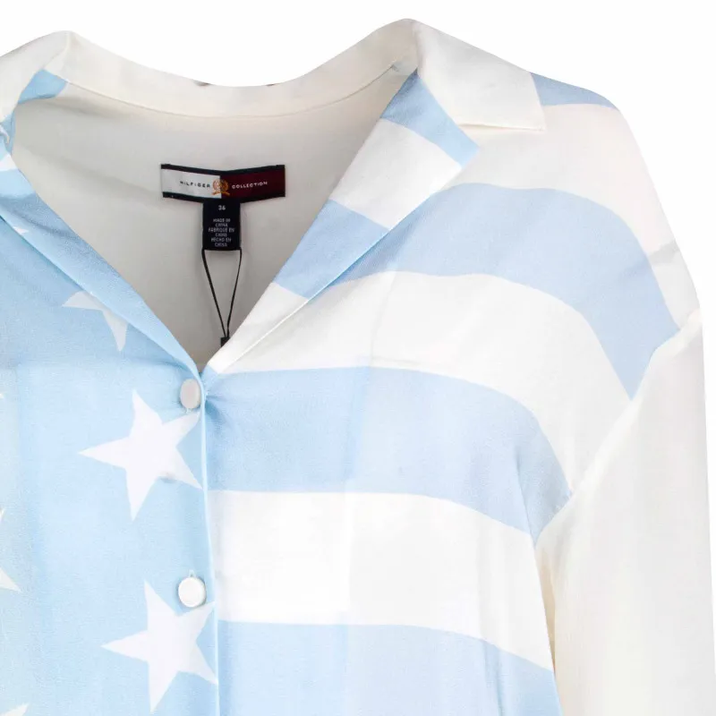 Robe chemise asymétrique midi imprimée en soie Femme TOMMY HILFIGER à