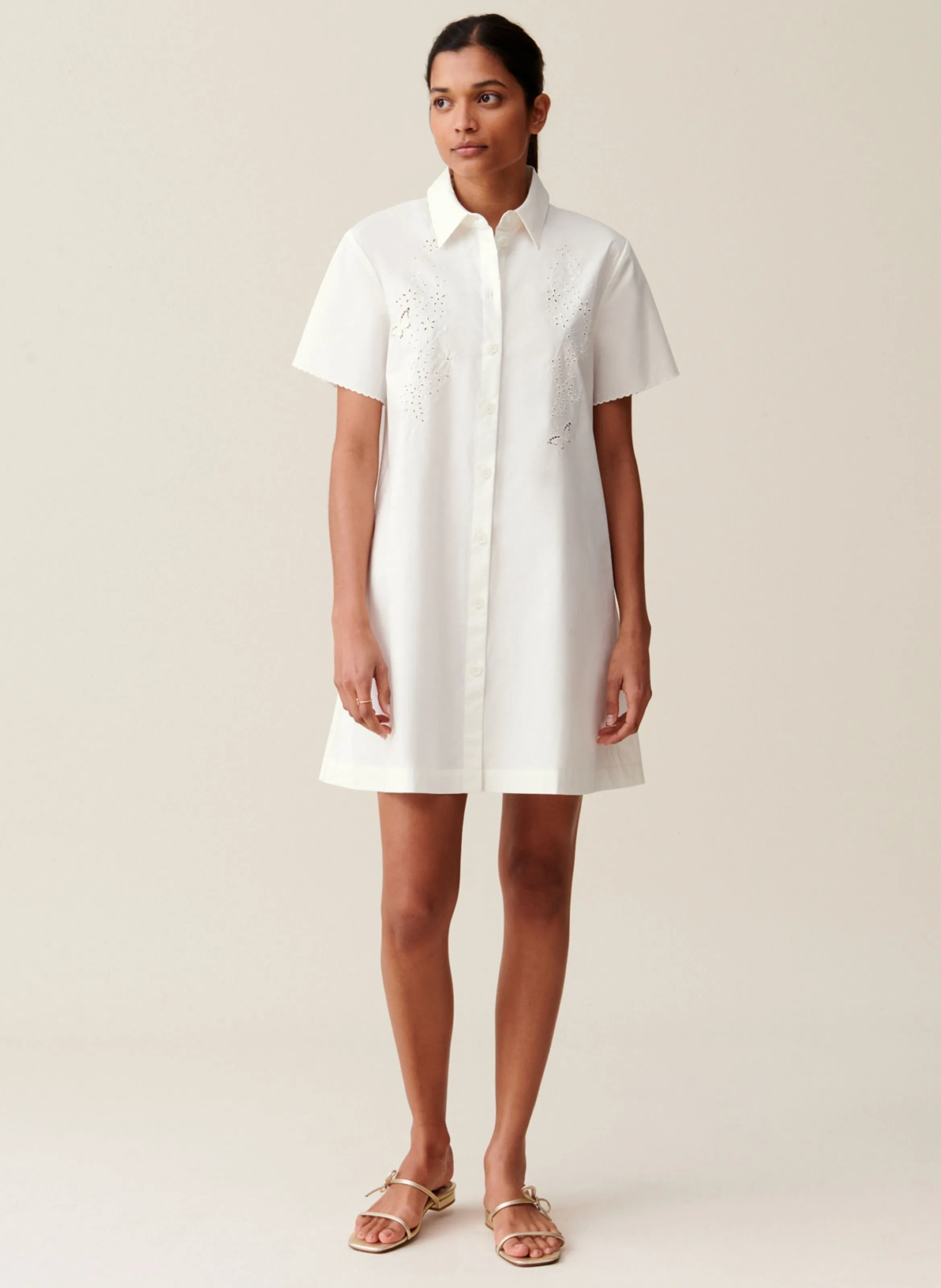 ROBE CHEMISE BRODéE EN COTON - CLAUDIE PIERLOT pour FEMME | Printemps