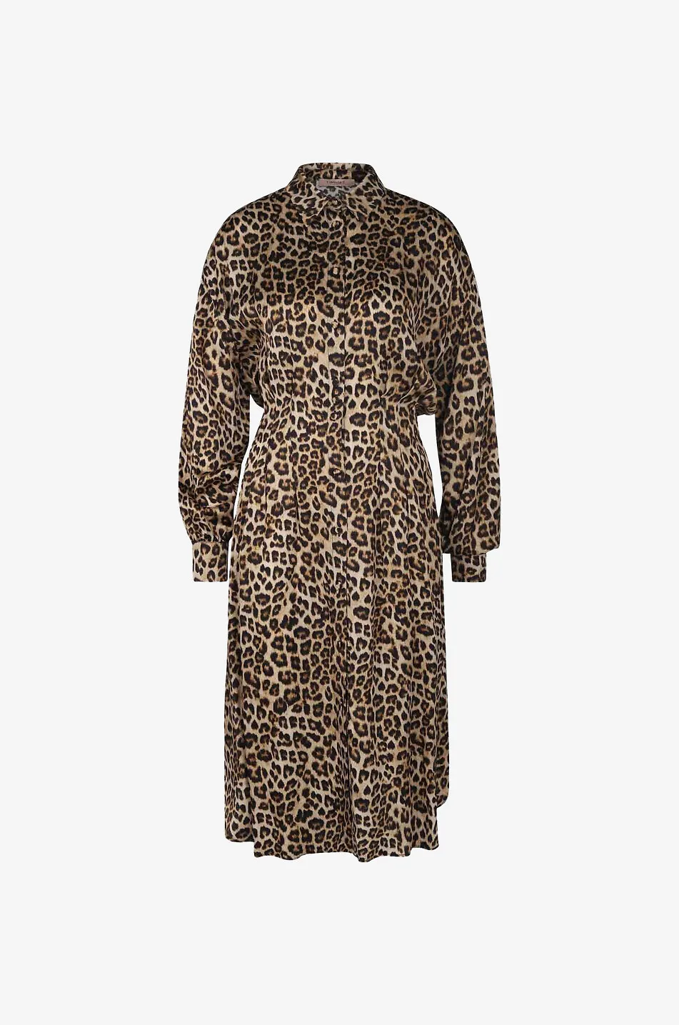 Robe chemise courte en satin imprimé léopard