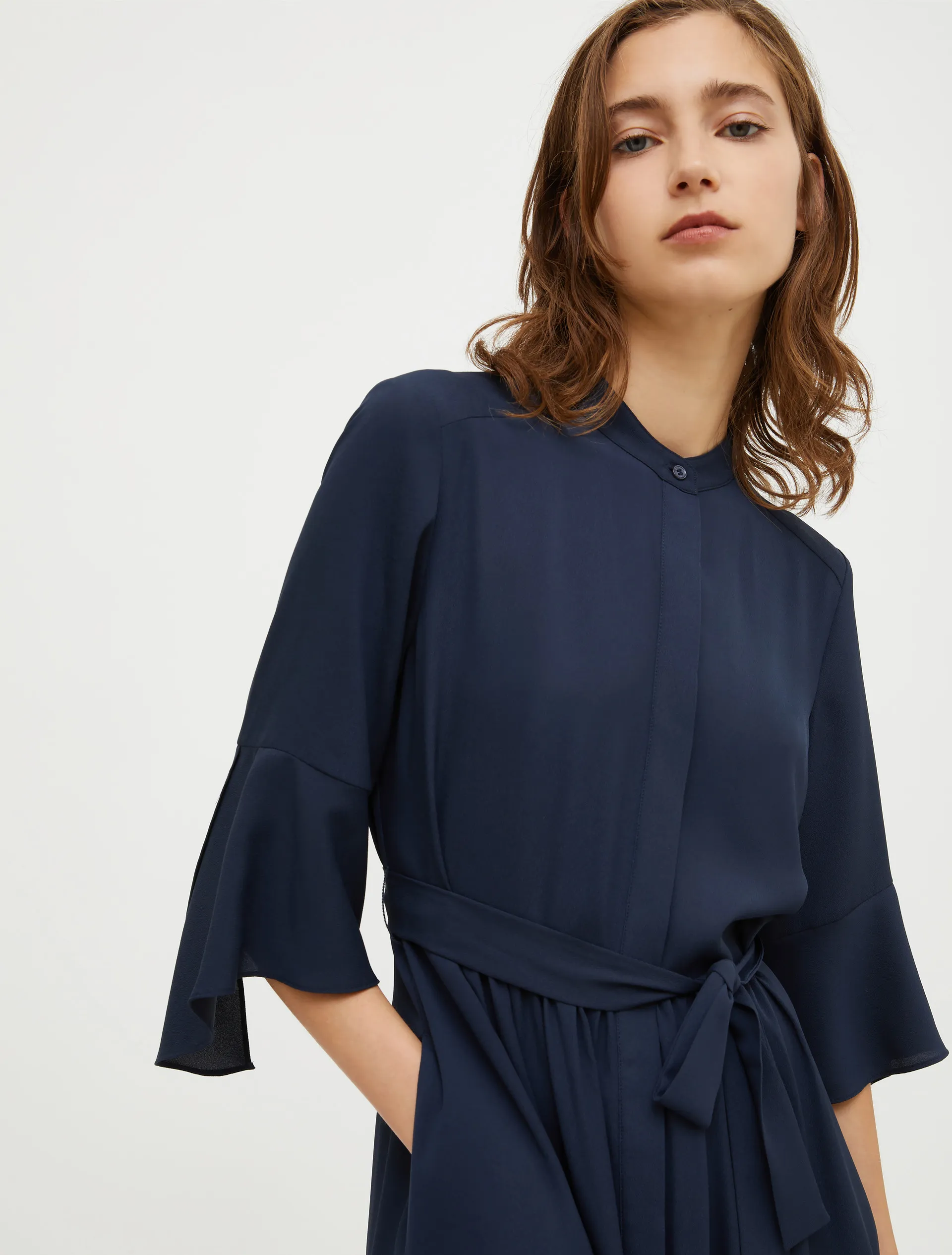 Robe-chemise en crêpe de Chine