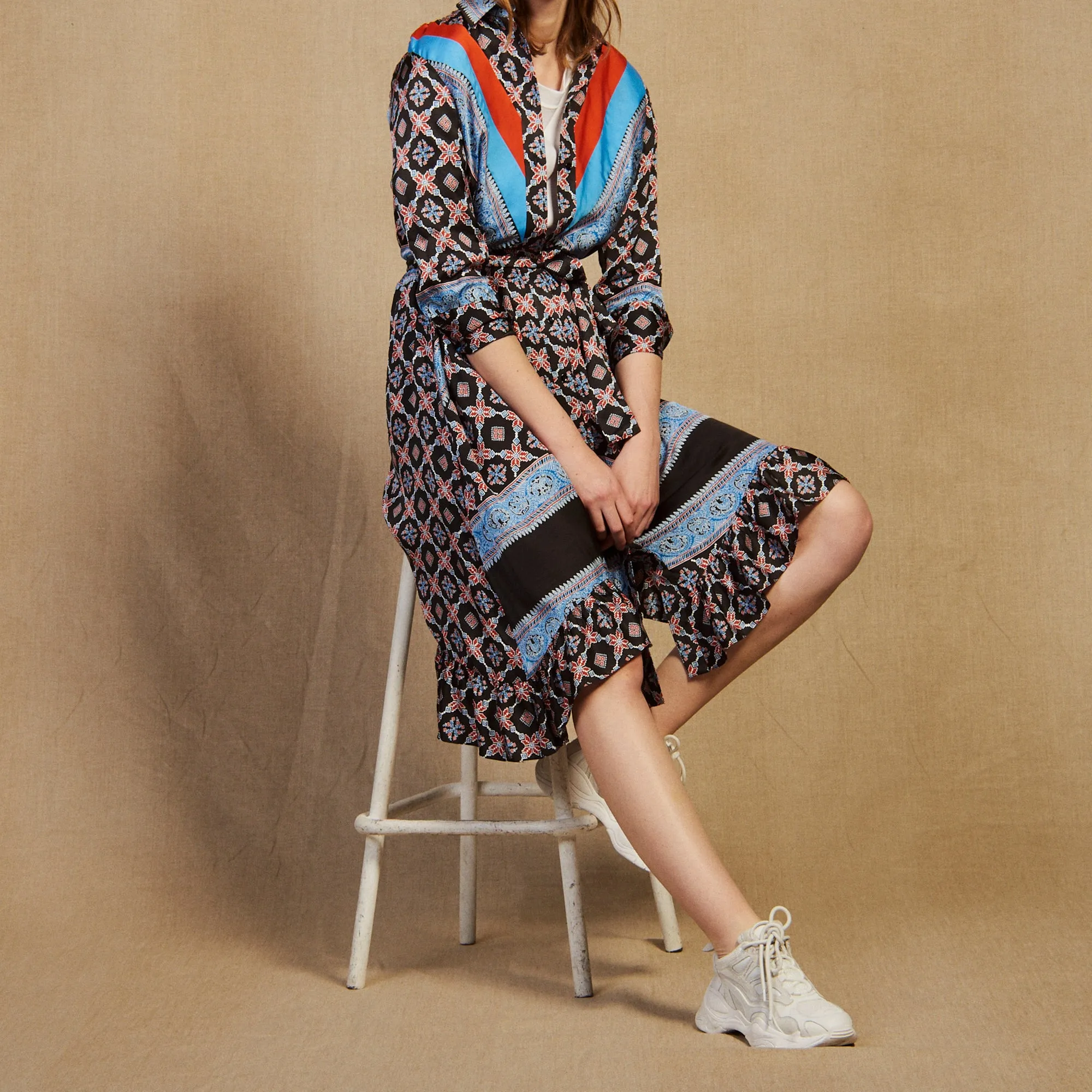 Robe chemise fluide imprimée
