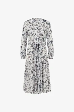 Robe chemise midi en crêpe fleurie Paris