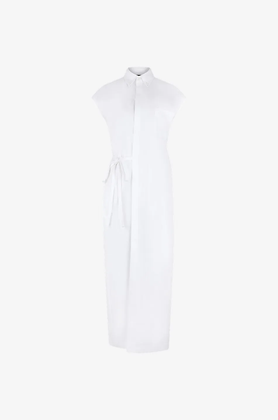 Robe chemise portefeuille longue en popeline